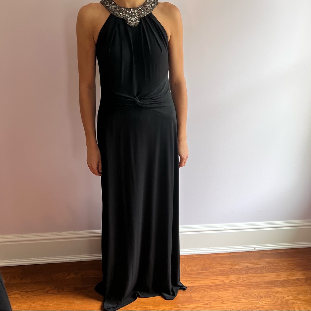David Meister size 8 long black gown EUC